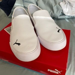 White Puma Slip Ons (Original Box Included)